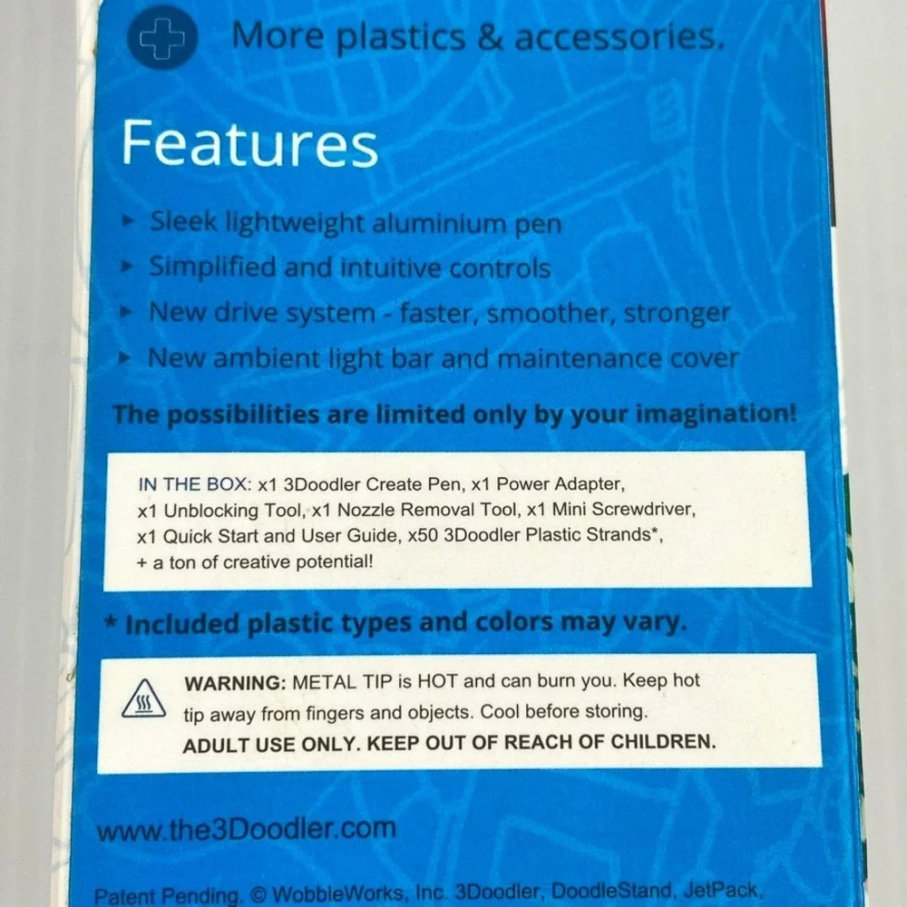 3Doodler Create 3D Printing Pen Powder Blue Aluminum Pen Kit *NO Strands* - Picture 8 of 10